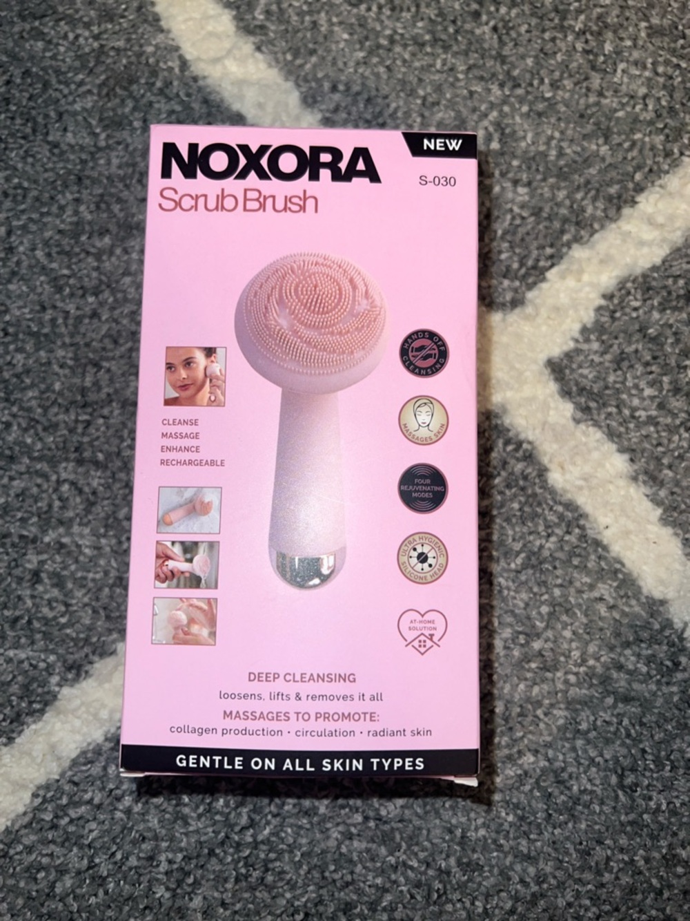 NOXORA Pink Scrub Brush Facial Cleansing Device